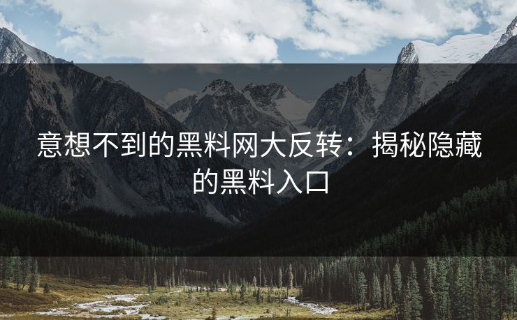 意想不到的黑料网大反转：揭秘隐藏的黑料入口
