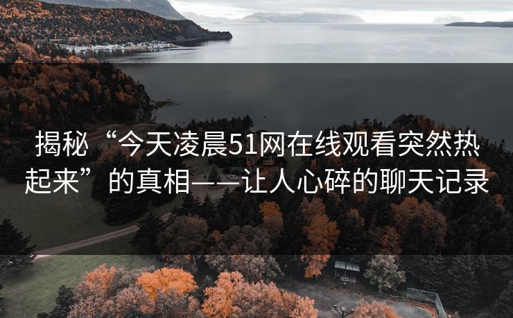 揭秘“今天凌晨51网在线观看突然热起来”的真相——让人心碎的聊天记录